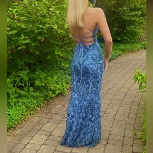 Pale blue mermaid prom dress
